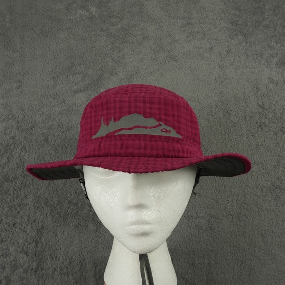Outdoor Research Other - Outdoor Research Sun Hat Kids M Maroon Gingham Plaid Adjustable Hiking Outdoor
